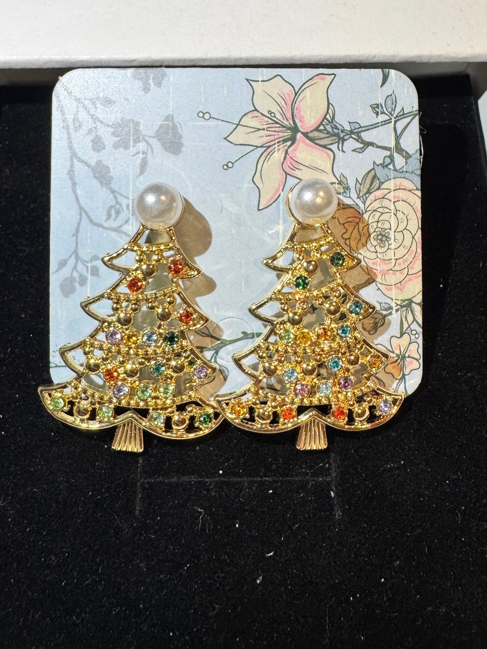 Multicolor Crystal Christmas Tree Drop Earrings